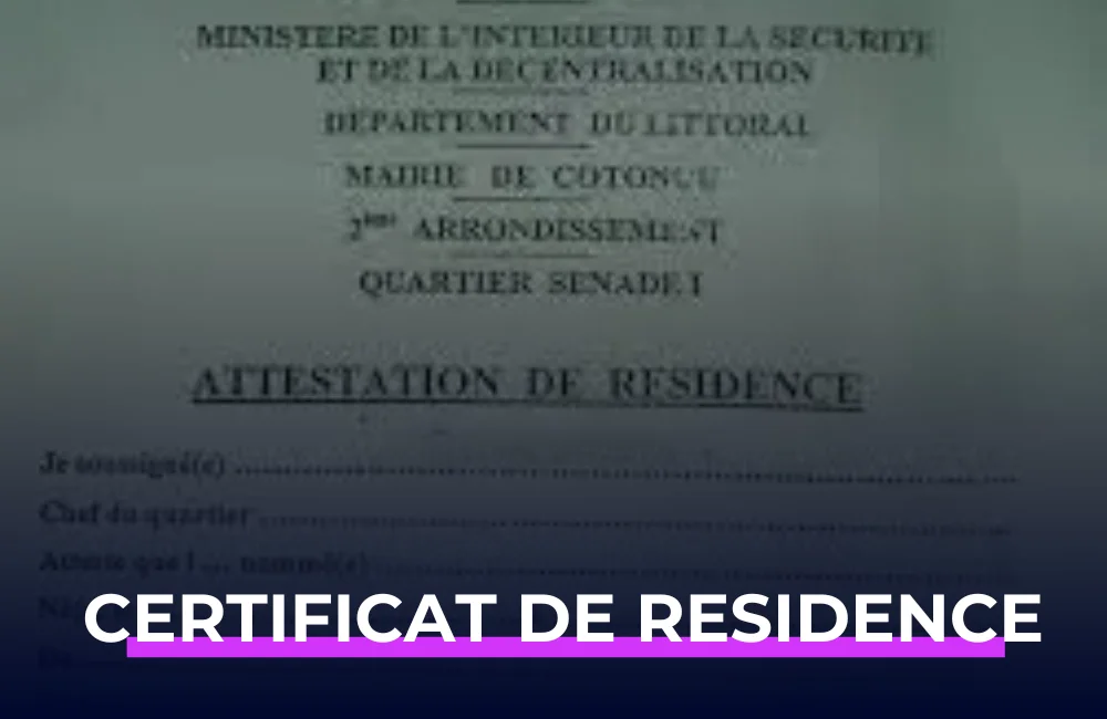certificat de résidence