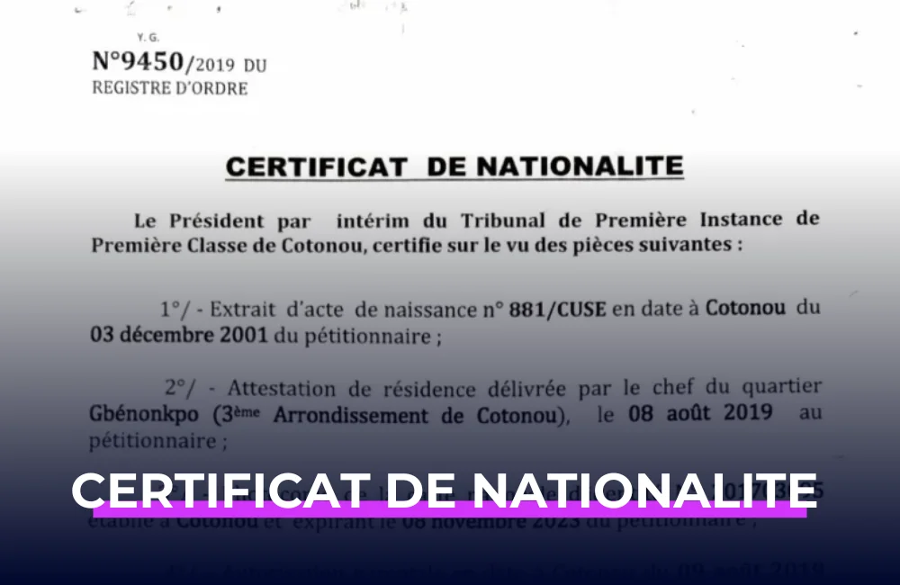 certificat de nationalité