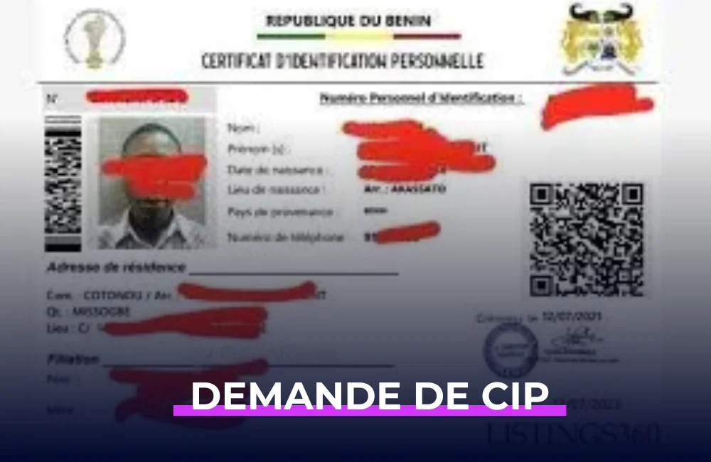 Demande cip Benin