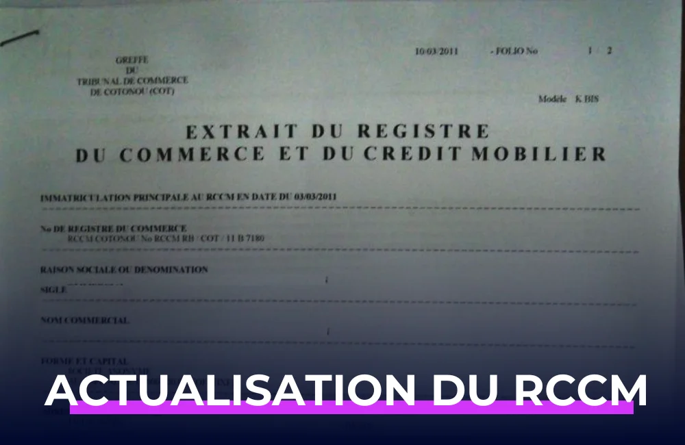 Actualisation du rccm